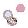 Pink Double Layer Faux Leather Jewelry Box with Zipper (4.9"x4.3"x2") - Sticky add to cart bar
