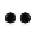 Natural Thai Black Spinel Oval Shape Stud Earrings in Sterling Silver 2.75 ctw - Sticky add to cart bar