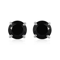 Natural Thai Black Spinel Oval Shape Stud Earrings in Sterling Silver 2.75 ctw