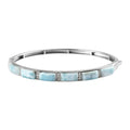 Larimar and White Zircon Bangle Bracelet in Platinum Over Sterling Silver ( 7.25 In) 12.75 ctw - Sticky add to cart bar