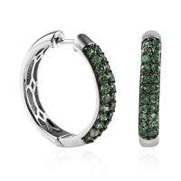 Merelani Mint Garnet Hoop Earrings in Platinum Over Sterling Silver 1.85 ctw