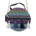ROYAL SIAMESE Blue Bohemian Pattern Faux Leather Mini Handbag (7.09"x1.97"x7.09) with Shoulder Strap - Sticky add to cart bar