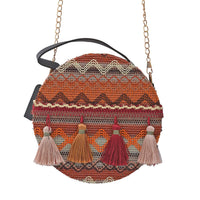 ROYAL SIAMESE Blue Bohemian Pattern Faux Leather Mini Handbag (7.09"x1.97"x7.09) with Shoulder Strap