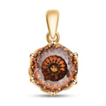 LUXORO 10K Rose Gold Portuguese Cut 161 Facet Champagne Moissanite VS Solitaire Pendant 3.80 ctw - Sticky add to cart bar