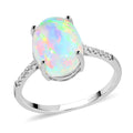 Certified & Appraised LUXORO 14K White Gold AAA Ethiopian Welo Opal and G-H I1 Diamond Ring 2.30 Grams 4.35 ctw - Sticky add to cart bar