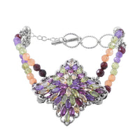 Orissa Rhodolite Garnet and Natural White Zircon Sparkle Bracelet in Platinum Over Sterling Silver (6.50-8.00In) 14.50 Grams 23.00 ctw