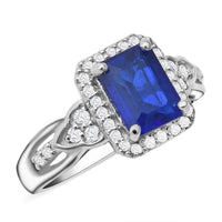 Tanzanian Blue Spinel and Natural White Zircon Ring in Platinum Over Sterling Silver (Size 10.0) (Delivered in 5-7 Business Days) 2.25 ctw