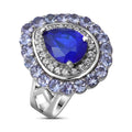 Tanzanian Blue Spinel and Multi Gemstone Cocktail Ring in Platinum Over Sterling Silver 3.10 ctw - Sticky add to cart bar