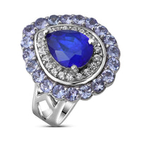 Tanzanian Blue Spinel and Multi Gemstone Cocktail Ring in Platinum Over Sterling Silver 3.10 ctw