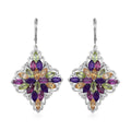 Orissa Rhodolite Garnet and Natural White Zircon Sparkle Earrings in Platinum Over Sterling Silver 11.00 ctw - Sticky add to cart bar