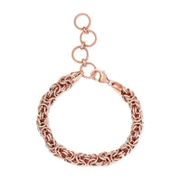 DOORBUSTER Artisan Crafted 14K Rose Gold Over Sterling Silver Adjustable Byzantine Bracelet (7.25 In) 11.70 Grams