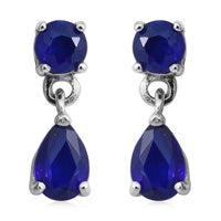 Tanzanian Blue Spinel (DF) Drop Earrings in Platinum Over Sterling Silver 1.65 ctw