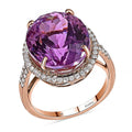 Certified & Appraised ILIANA 18K Rose Gold AAA Patroke Kunzite and G-H SI Diamond Halo Ring 5.80 Grams 18.85 ctw - Sticky add to cart bar