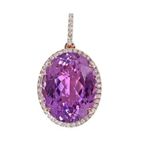 Certified & Appraised Iliana 18K Rose Gold AAA Patroke Kunzite and G-H SI Diamond Halo Pendant without Chain 4 Grams 23.60 ctw