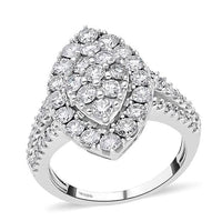 NY Closeout 14K White Gold G-H I1-I2 Diamond Cluster Marquise Ring 6 Grams 2.00 ctw