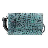 "Croco Embossed Genuine Leather Mobile Phone Wallet Size: 7.4(L)x1(W)x4.5(H) Inches Color: Turquoise"
