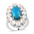 Premium Peruvian Opalina and Moon Glow Moonstone Cocktail Ring in Platinum Over Sterling Silver (Size 5.0) 6.35 ctw - Sticky add to cart bar