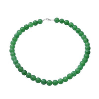 Green Onyx 10mm Beaded Necklace 18 Inches in Sterling Silver 250.00 ctw