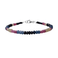Multi Sapphire Beaded Bracelet in Sterling Silver (7.25 In) 24.00 ctw - Sticky add to cart bar