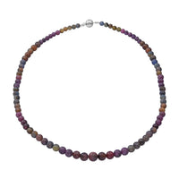 Multi Sapphire Beaded Necklace 18 Inches in Sterling Silver 110.00 ctw