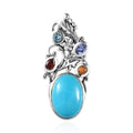 Artisan Crafted Premium Sleeping Beauty Turquoise and Multi Gemstone Fancy Pendant in Sterling Silver 5.35 ctw - Sticky add to cart bar