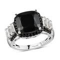 Thai Black Spinel and White Topaz Ring in Rhodium and Platinum Over Sterling Silver (Size 7.0) 6.50 ctw - Sticky add to cart bar