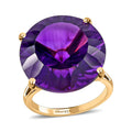 Premium Amethyst Solitaire Ring in Vermeil Yellow Gold Over Sterling Silver 19.35 ctw - Sticky add to cart bar