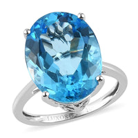 LUXORO 10K White Gold AAA Swiss Blue Topaz Solitaire Ring (3 g) 11.85 ctw