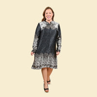 TAMSY Black Japan Satin Woven Ladies Midi Dress -L