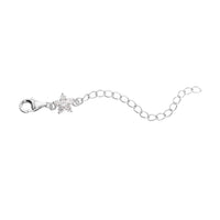 Simulated Diamond 9mm Lobster Lock with Plum Blossom Extender Chain in Rhodium Over Sterling Silver (2 In) 0.50 ctw