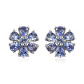Tanzanite Flower Stud Earrings in Platinum Over Sterling Silver 1.40 ctw - Sticky add to cart bar