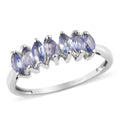 Tanzanite 7 Stone Ring in Platinum Over Sterling Silver (Size 10.0) 0.60 ctw - Sticky add to cart bar