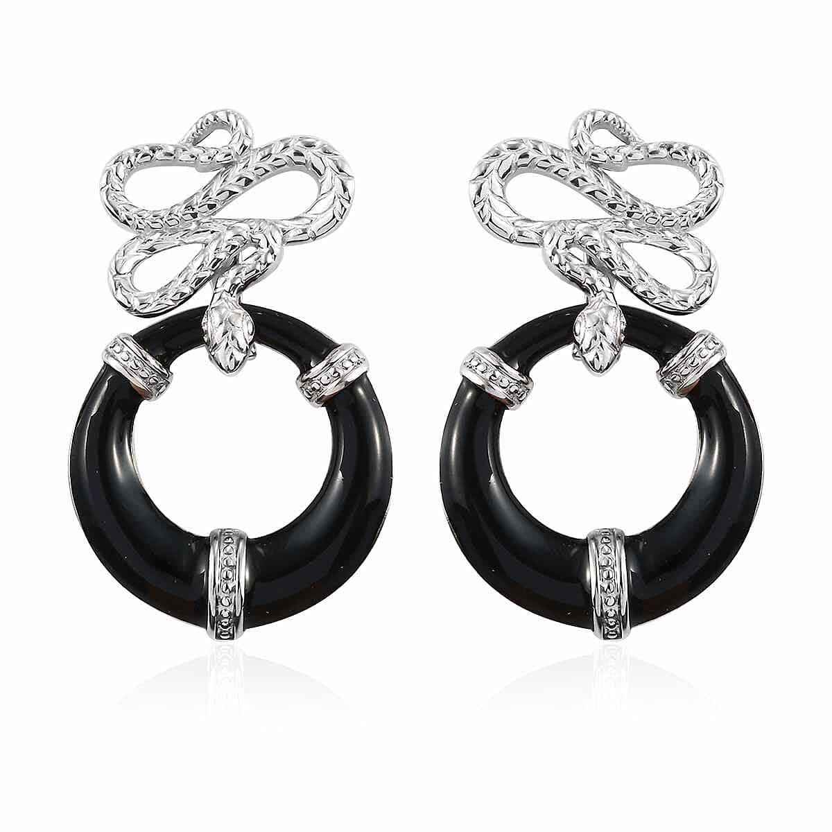 Karis Fancy Snake Earrings in Platinum Bond