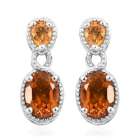 Santa Ana Madeira Citrine and Jalisco Fire Opal Earrings in Platinum Over Sterling Silver 1.50 ctw