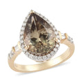 LUXORO 14K Yellow Gold Premium Turkizite and Diamond G-H I2 Halo Ring  3.60 Grams 4.50 ctw - Sticky add to cart bar