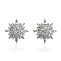 Diamond Cluster Earrings in Platinum Over Sterling Silver 0.50 ctw