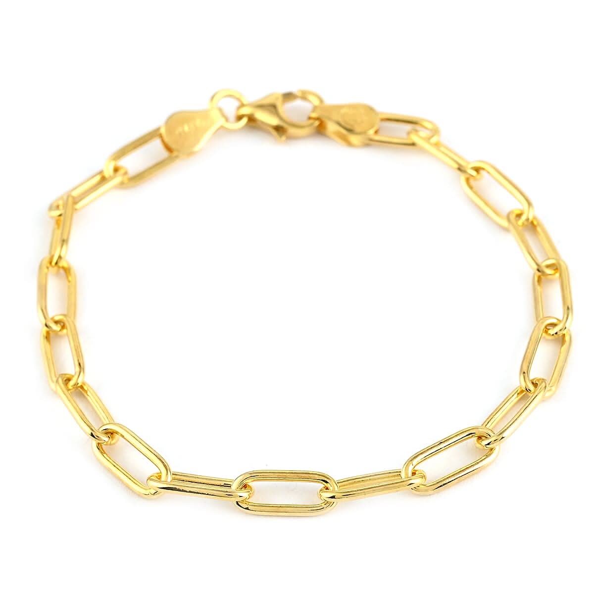 Italian 14K Yellow Gold Over Sterling Silver 4.5mm Paperclip Bracelet (7.00 In) 5.40 Grams