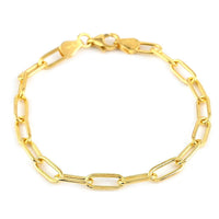 Italian 14K Yellow Gold Over Sterling Silver 4.5mm Paperclip Bracelet (7.00 In) 5.40 Grams