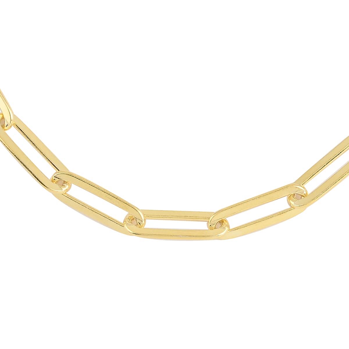 Italian 14K Yellow Gold Over Sterling Silver 3mm Diamond Cut Paper Clip Necklace 30 Inches 10.20 Grams