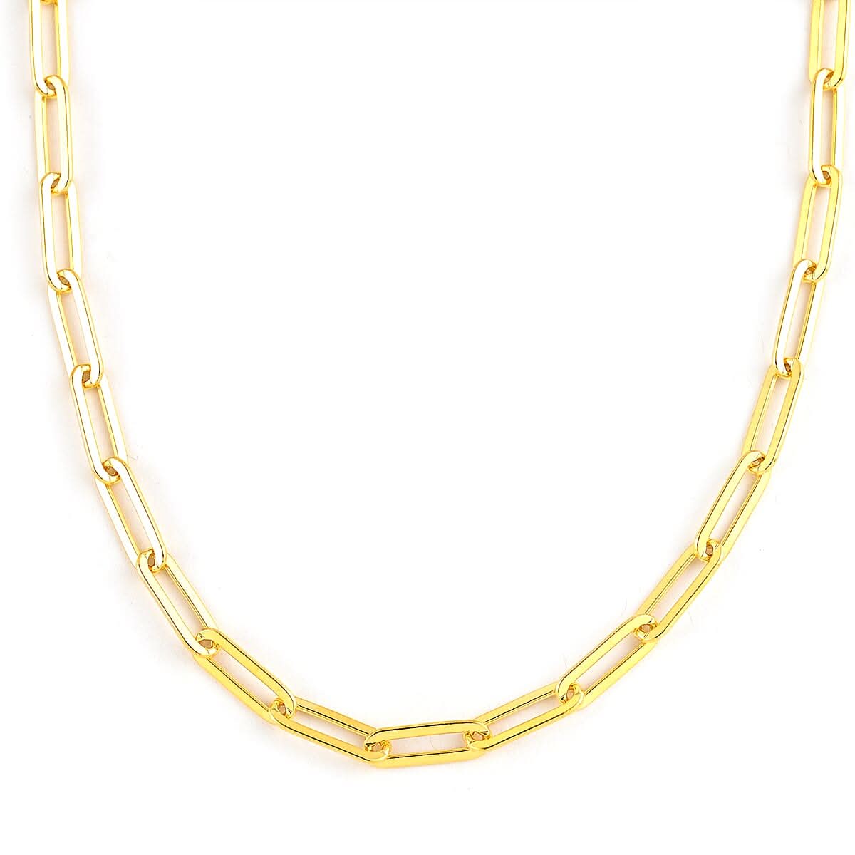 Italian 14K Yellow Gold Over Sterling Silver 4.5mm Diamond Cut Paperclip Necklace 16 Inches 11.90 Grams