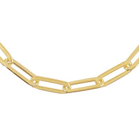 Italian 14K Yellow Gold Over Sterling Silver Diamond Cut Paper Clip Necklace 24 Inches 27.70 Grams