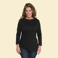 TAMSY Black Long Sleeve Drape Top - Large - Sticky add to cart bar