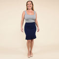 Tamsy Navy Knit Skirt with Elastic Waist - Large - Sticky add to cart bar