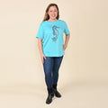 TAMSY Turquoise Knit Crystal Seahorse T-Shirt Large - Sticky add to cart bar
