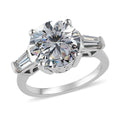 D'Joy Heart & Arrow Cut Moissanite (Rnd 10 mm) Ring in Rhodium Over Sterling Silver (Size 10.0) 3.90 ctw - Sticky add to cart bar