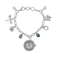 Eon 1962 Swiss Movement Mother Of Pearl and Freshwater Pearl Bracelet Watch in Sterling Silver (6.50-8.00In) (22 mm Case)