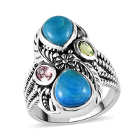 Artisan Crafted Peruvian Opalina and Multi Gemstone Ring in Sterling Silver 2.85 ctw