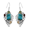 Artisan Crafted Peruvian Opalina and Multi Gemstone Fancy Earrings in Sterling Silver 14.35 ctw - Sticky add to cart bar