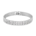 Simulated Diamond 3 Row Bracelet in Silvertone (7.50 In) 20.00 ctw - Sticky add to cart bar