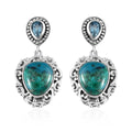 Artisan Crafted Peruvian Opalina and Blue Topaz Dangle Earrings in Sterling Silver 17.90 ctw - Sticky add to cart bar